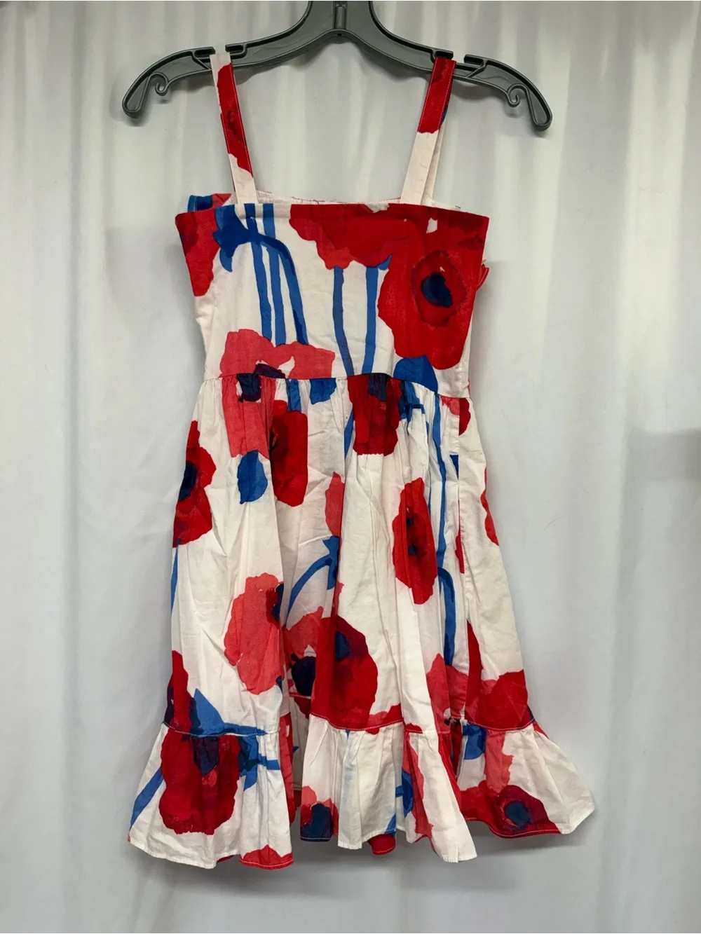 GapKids Girls Size XL 12 White Red Blue Floral Ruffle Sundress